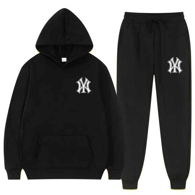 Outdoor Sports Outfit - Men Autumn‑Winter 2‑Piece Tracksuit Hoodie &