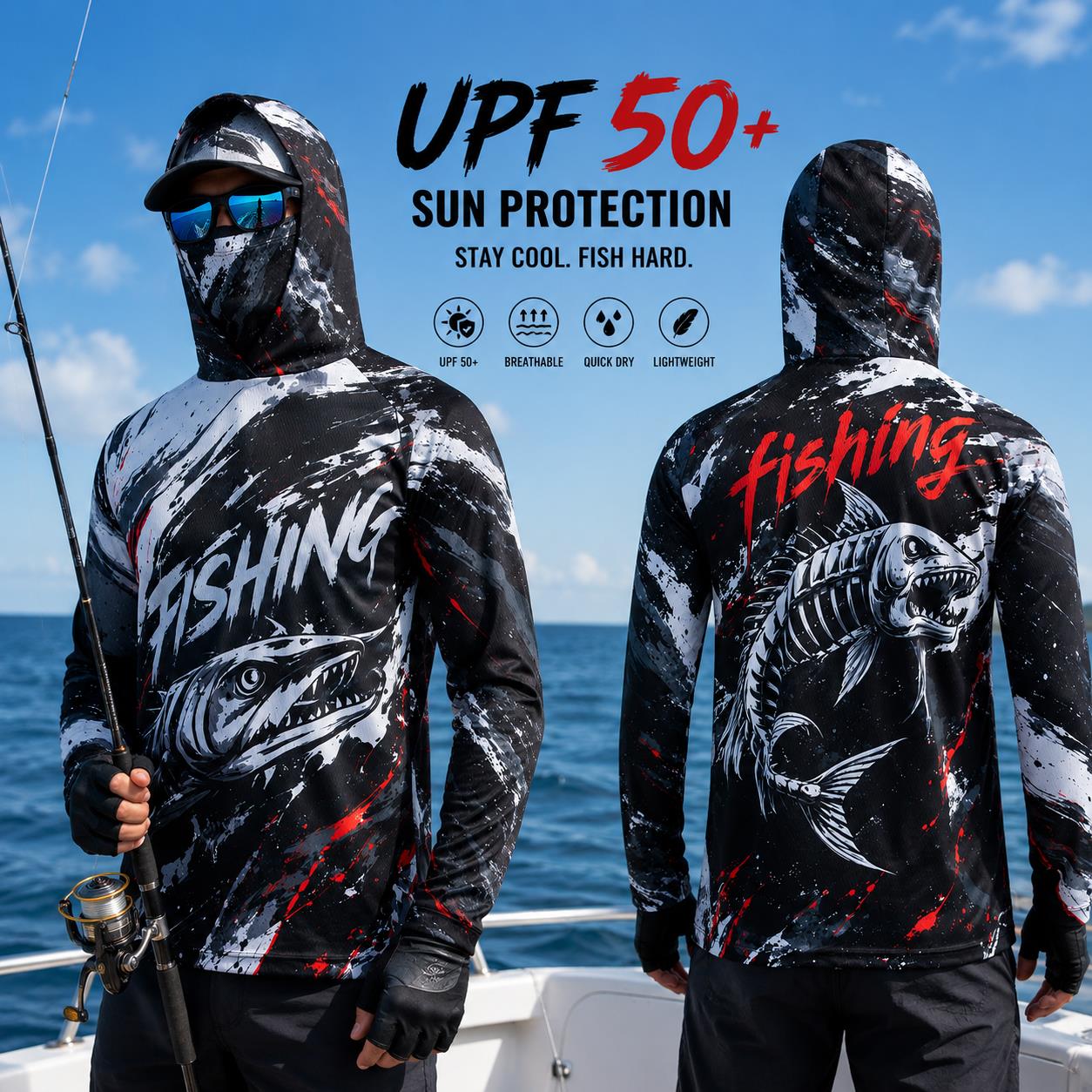 Outdoor Sports - Quick Dry Breathable Men Fishing Hoodie