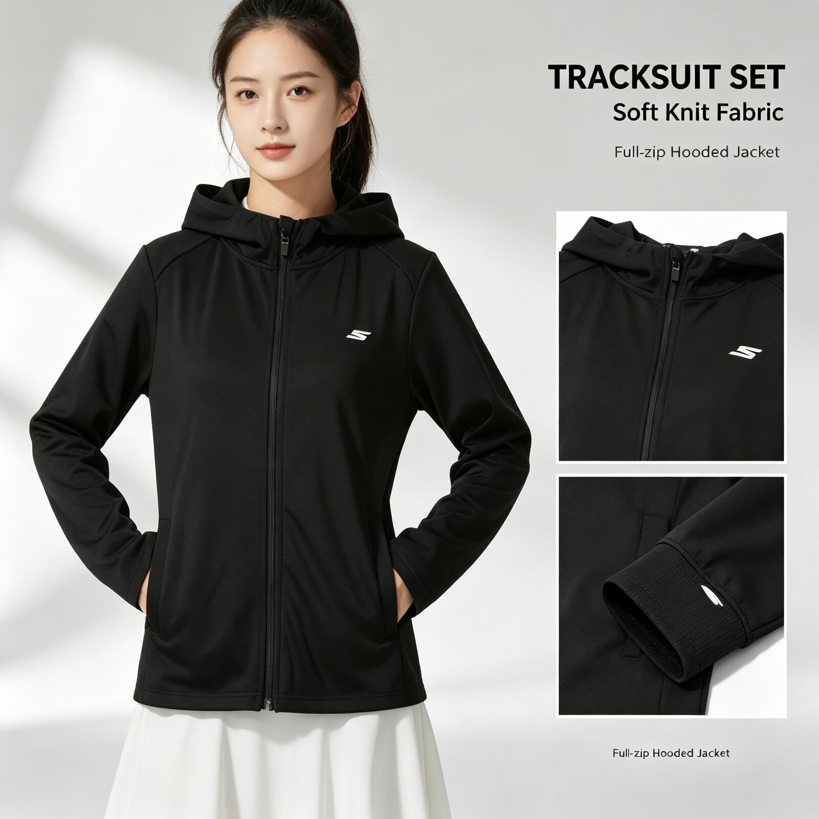 Outdoor Sport Hoodie - SKECHERS Women Lightweight Knit Hoodie Jacket