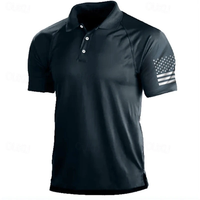 3D Print USA Flag Pattern Polo - Outdoor Sport Usa ulasan dan harga