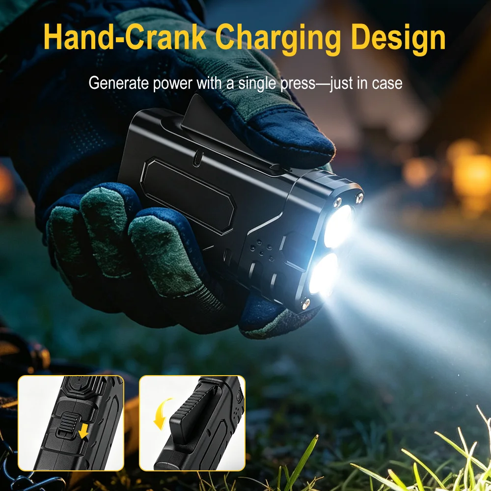 BORUIiT Hand Crank EDC LED Fla - Outdoor Sport Lights ulasan dan harga
