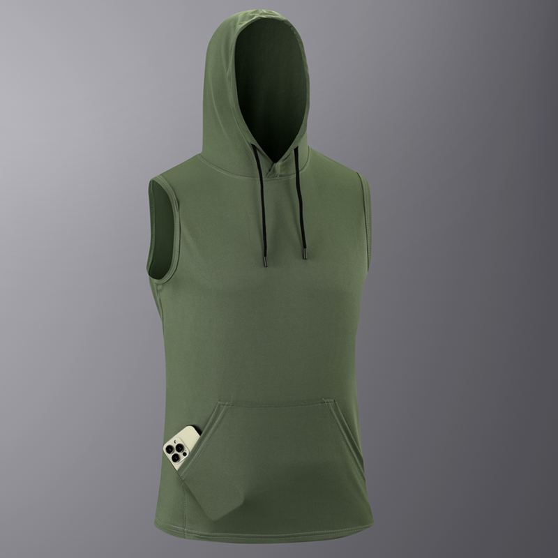 6Pcs Men Sleeveless Hooded Tan - Outdoor Sport Hoodie ulasan dan harga